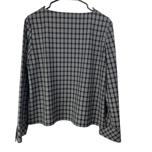 Brooks Brothers Red Fleece Womens Top Size 10 Long Sleeve Plaid Black and White - Picture 2 of 7